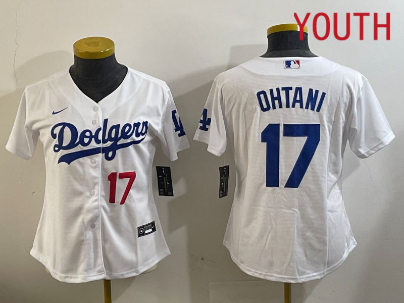 Youth Los Angeles Dodgers #17 Ohtani White Game 2024 Nike MLB Jersey style 11203